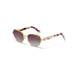 Sunglasses with gold frame and tortoiseshell accents on a white background