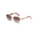 Sunglasses with gold frame and tortoiseshell accents on a white background